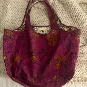 Ulla Johnson Purple and Orange Floral Tote